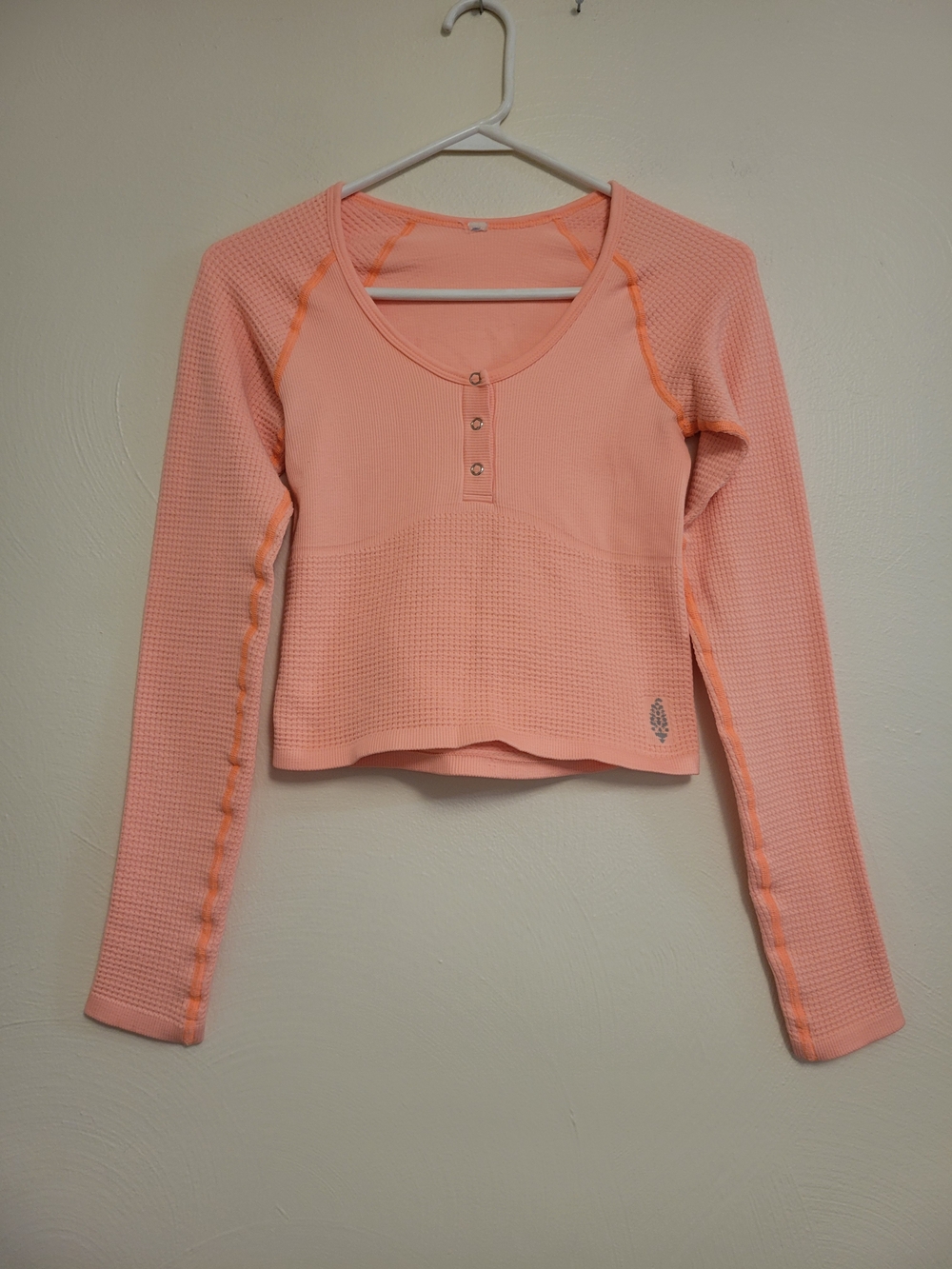 Free People Long Sleeve Henley With Cutout Back Size XS